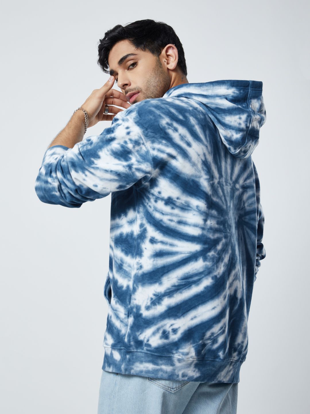 Buy Tie Dye: Sapphire Swirl Men Oversized Hoodies