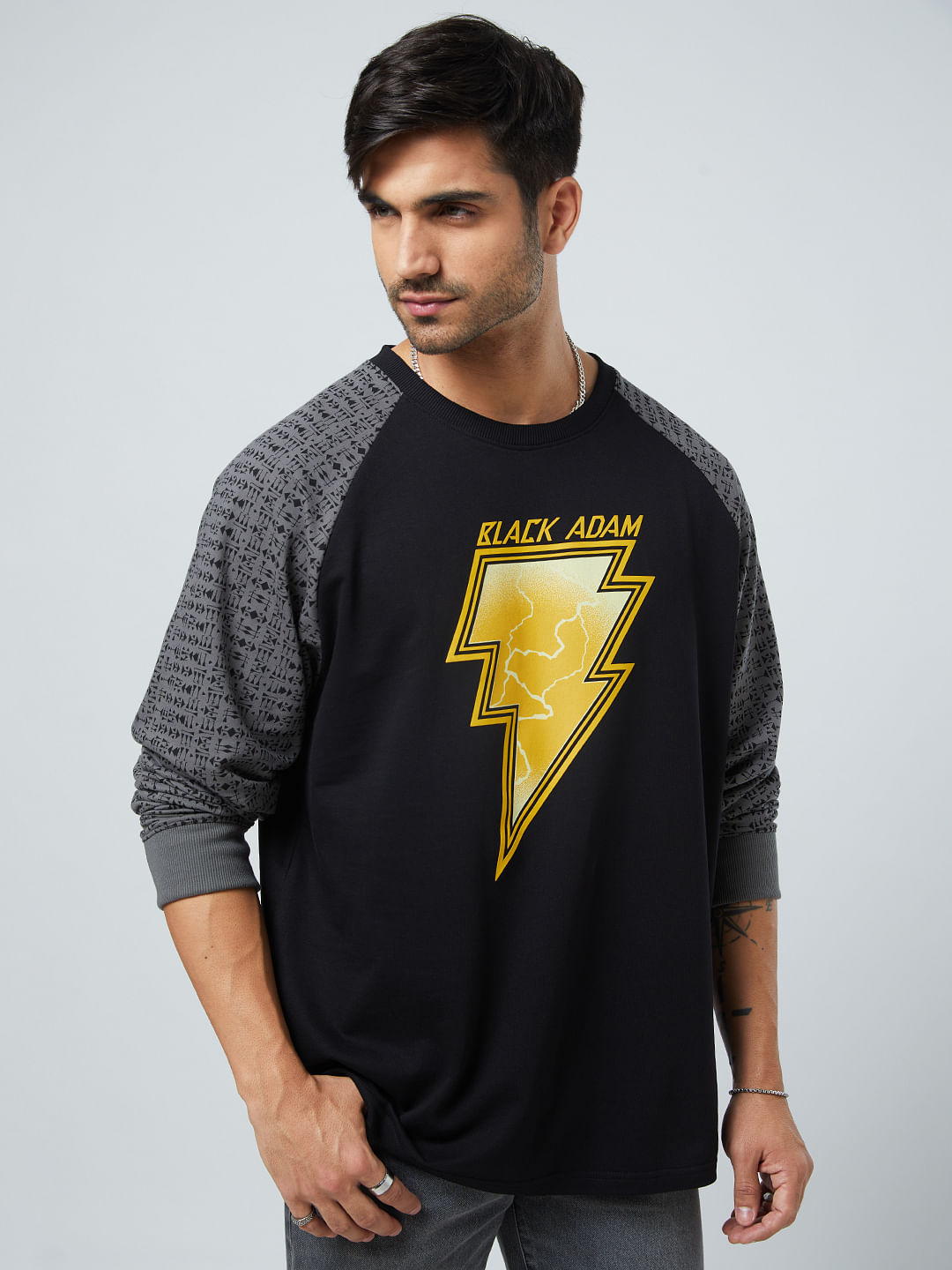 Buy Black Adam: Logo (Raglan) Oversized Full Sleeve T-Shirt Online