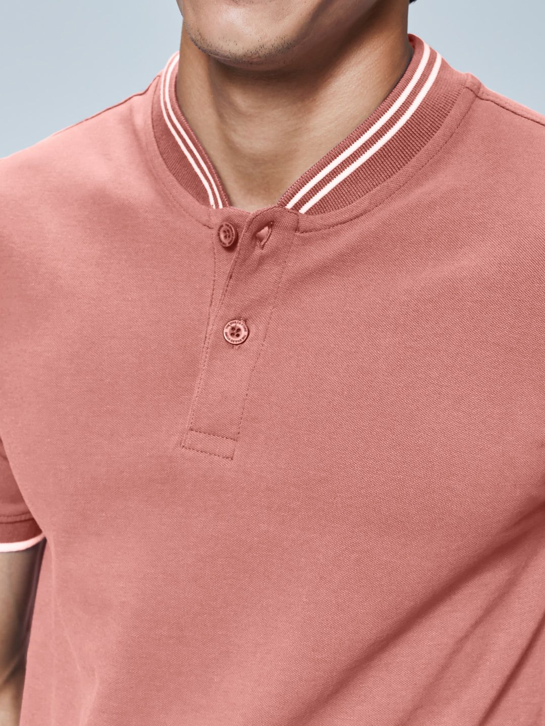 Buy Solids Salmon Bomber Neck Polos Online