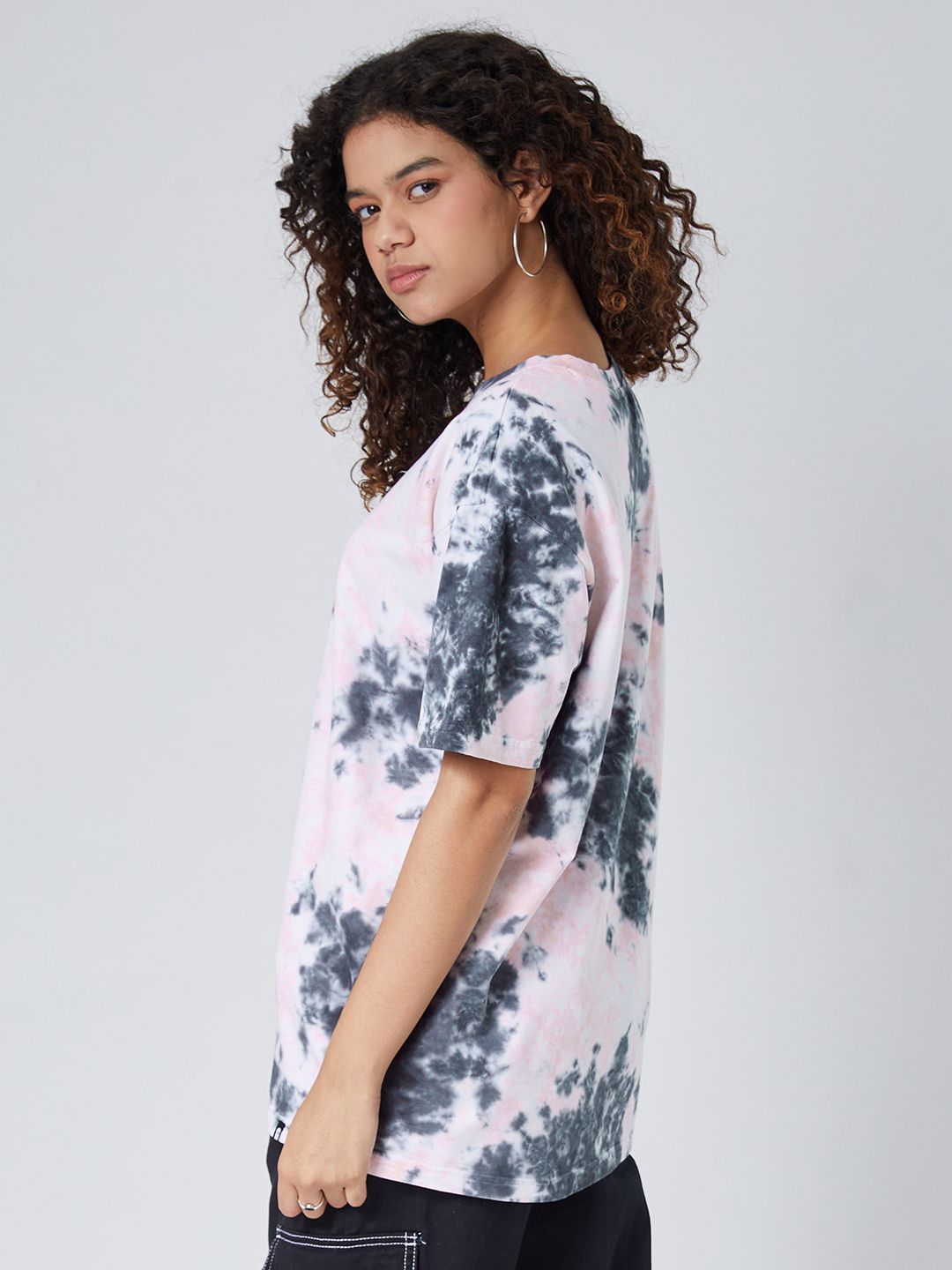 black tie dye on grey shirt