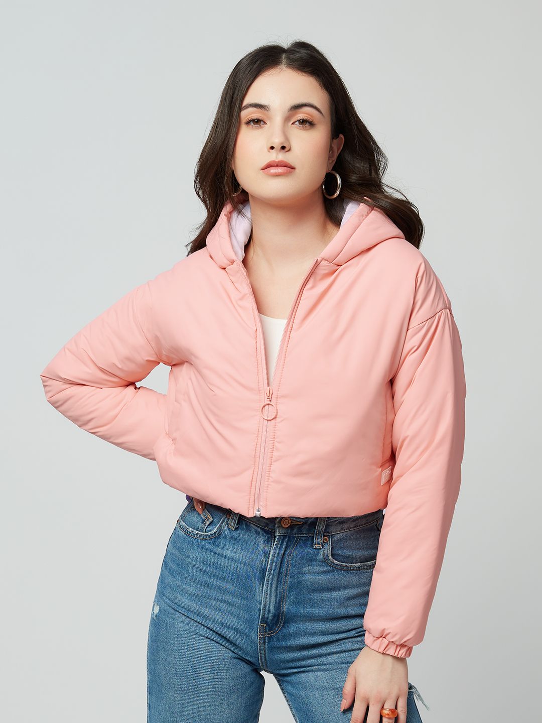 Buy Official Solids Apricot Pink Women Jackets Online