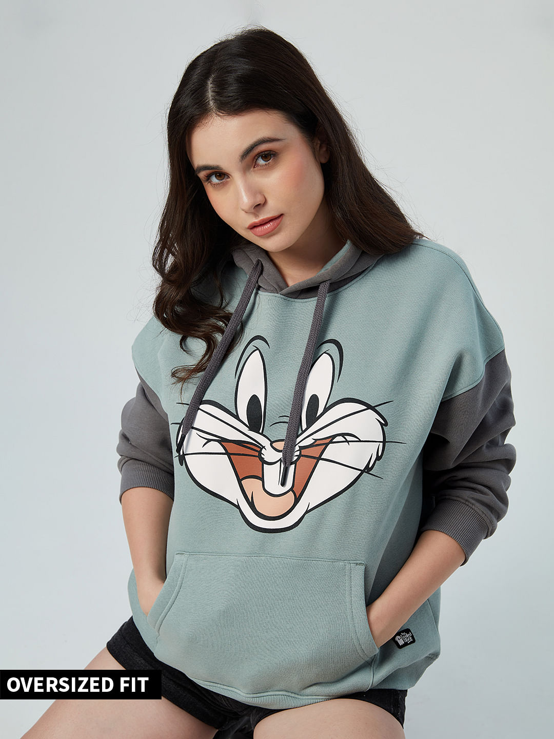 Buy Official Looney Tunes Bugs Bunny Face Women Oversized Hoodies 5868