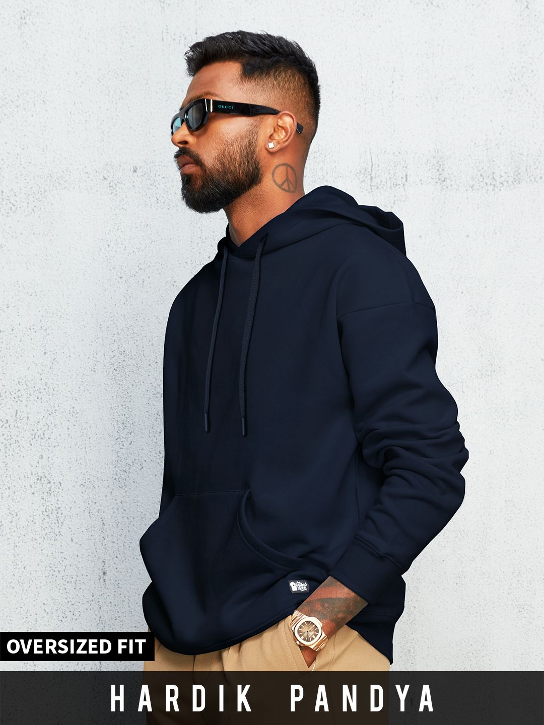 Buy Solids Blue Men Oversized Hoodies Online