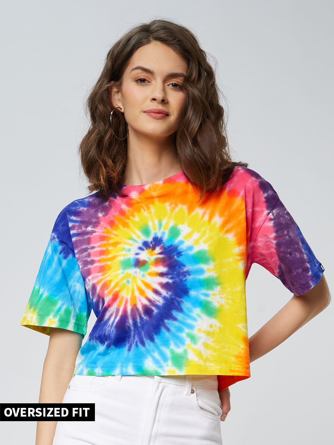 Buy Tie Dye: Rainbow Women Oversized Crop Tops online at The Souled Store