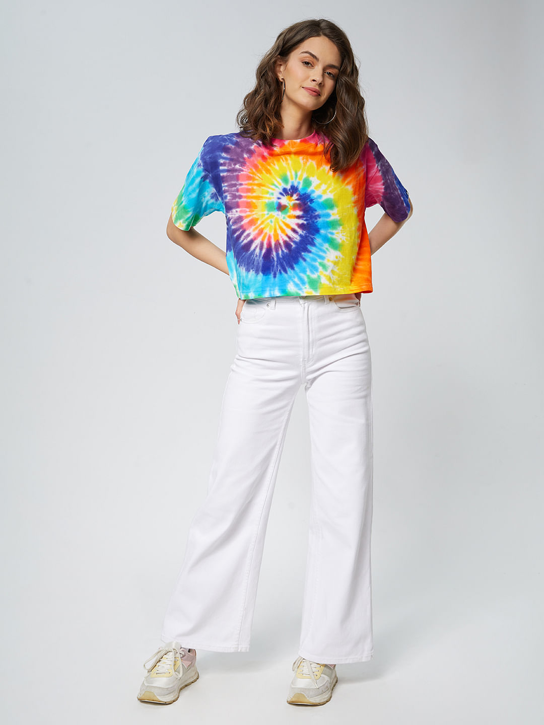 Buy Tie Dye: Rainbow Women Oversized Crop Tops online at The Souled Store