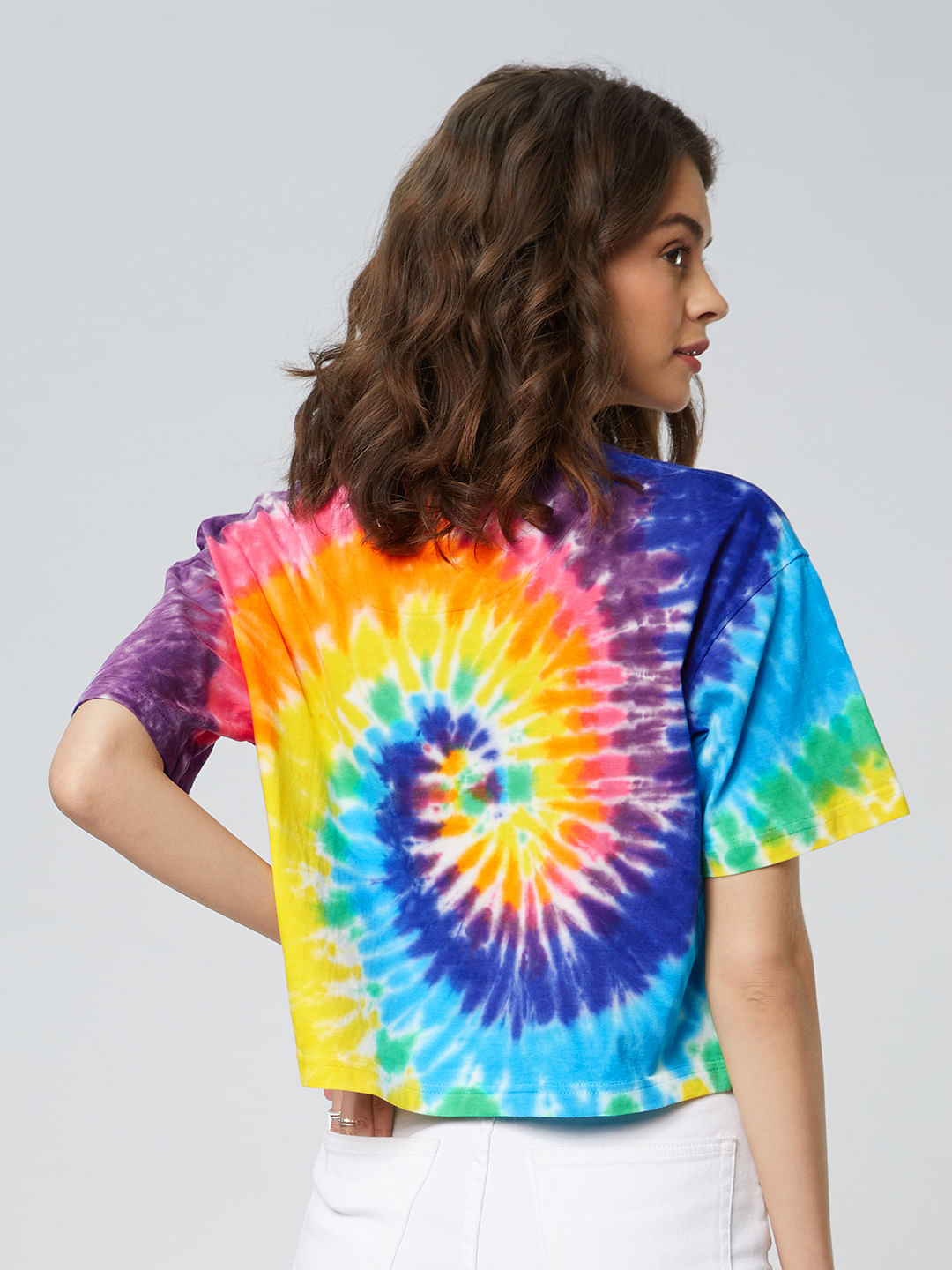 Buy Tie Dye Rainbow Women Oversized Crop Tops Online At The Souled Store