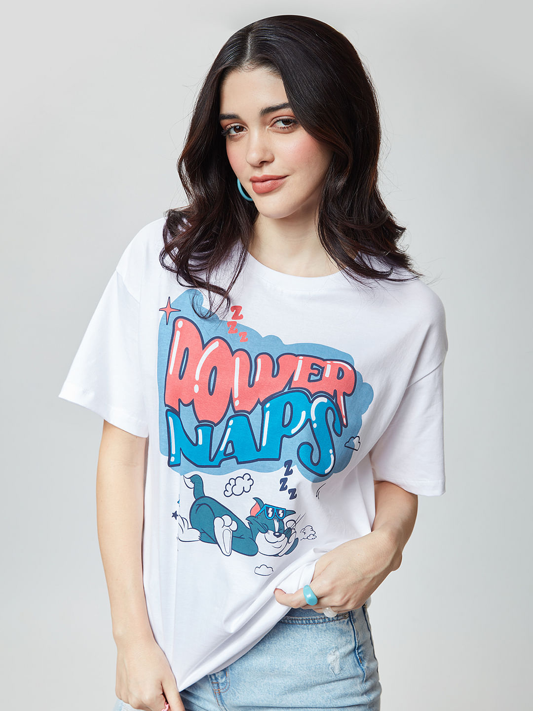 Buy Tom & Jerry: Power Nap Women's Oversized T-Shirt online at The ...