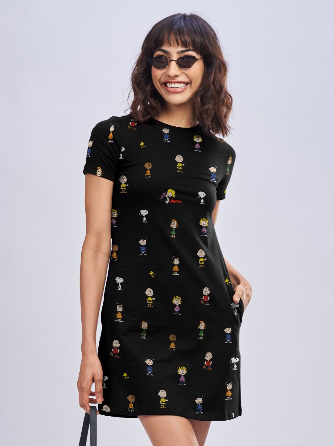 Buy Peanuts The Gang's Here drop shoulder pocket dress online at The