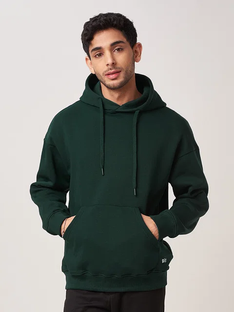 Buy Solids: Emerald Green Men Oversized Hoodies Online