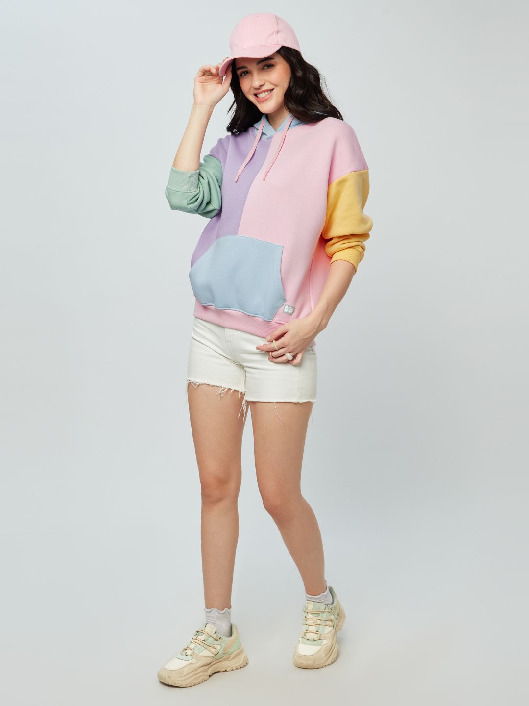 Buy Official Ice Cream Colour Block Women Oversized Hoodies