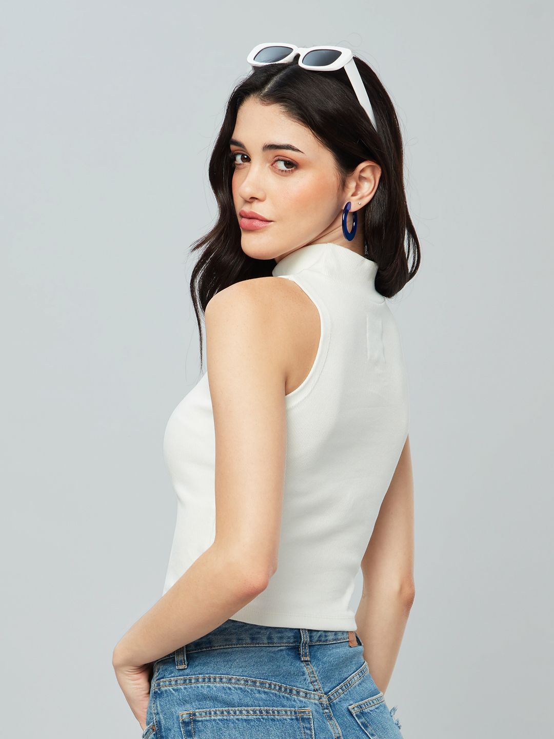 Buy Essential Solids: Ivory White Women Cropped Tops