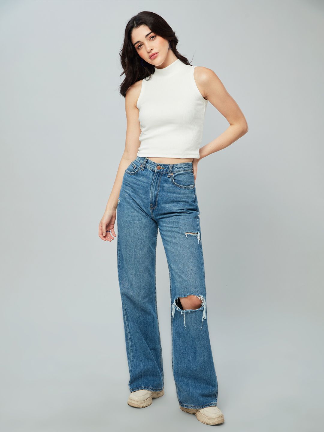 Essential Solids: Ivory White Women Cropped Tops price