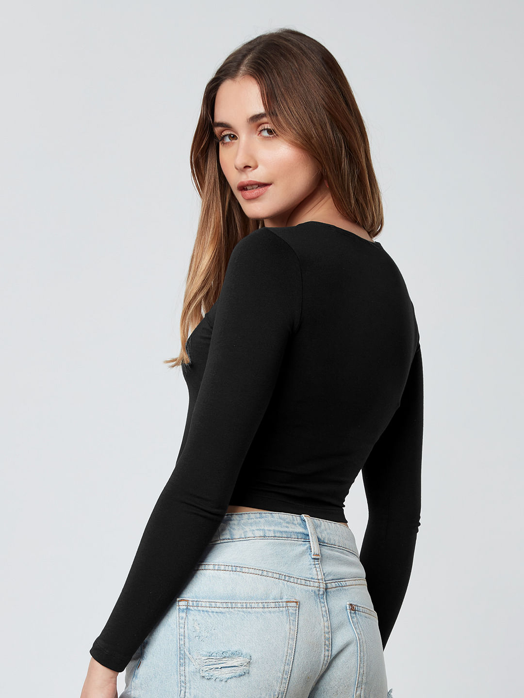 Buy Solids: Black (Cropped Fit) Women's Cropped Tops online at The ...