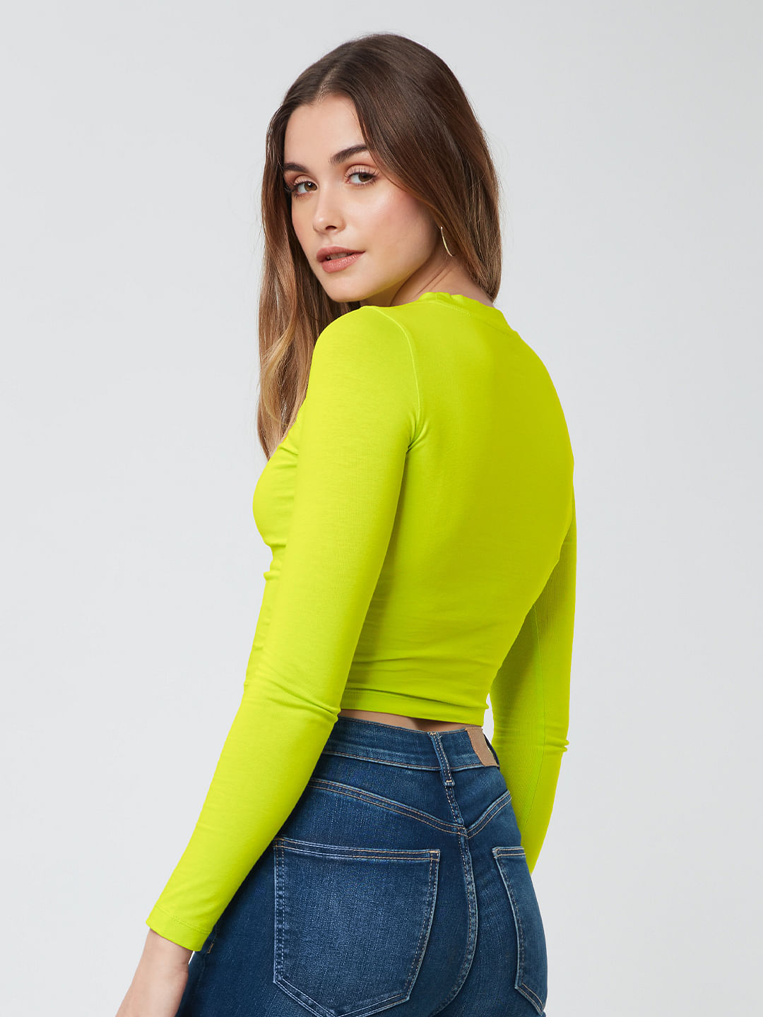 Buy Solids: Lime Green Women's Cut Out Crop Top online at The Souled Store