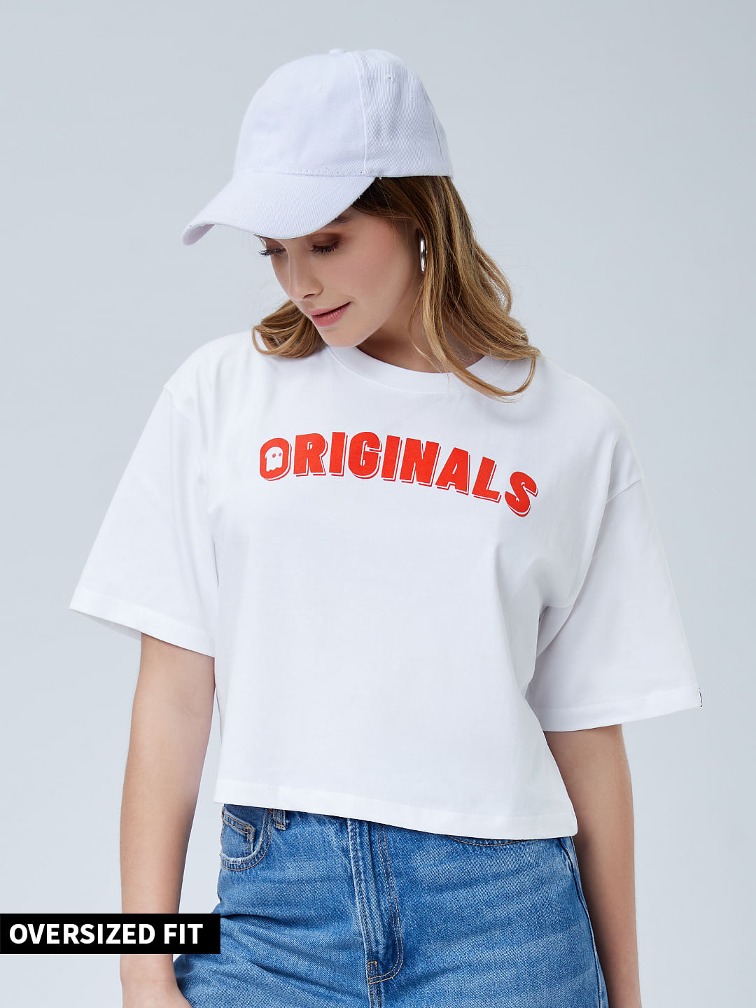 Buy Official Tss Originals White Oversized Women Oversized Cropped T Shirt Online At The Souled S 0189