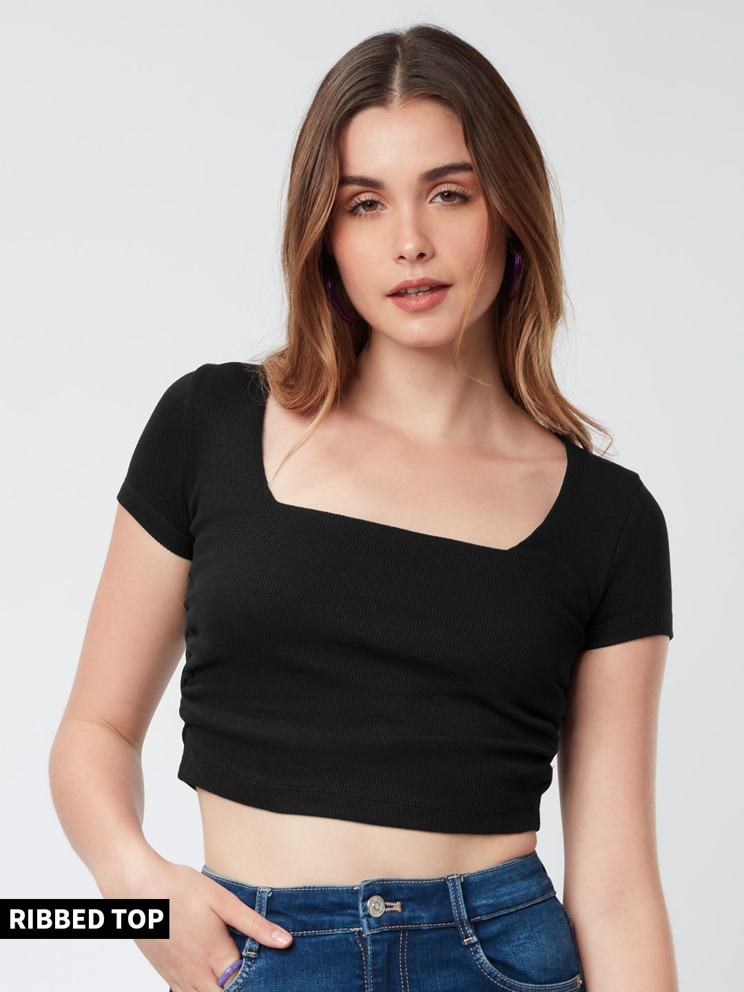 Buy Solids Black (SquareNeck) Women's Crop Tops online at The Souled
