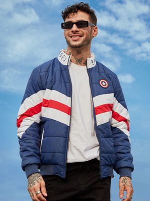 Buy Official Captain America: Blue Red Puffer Jackets Online