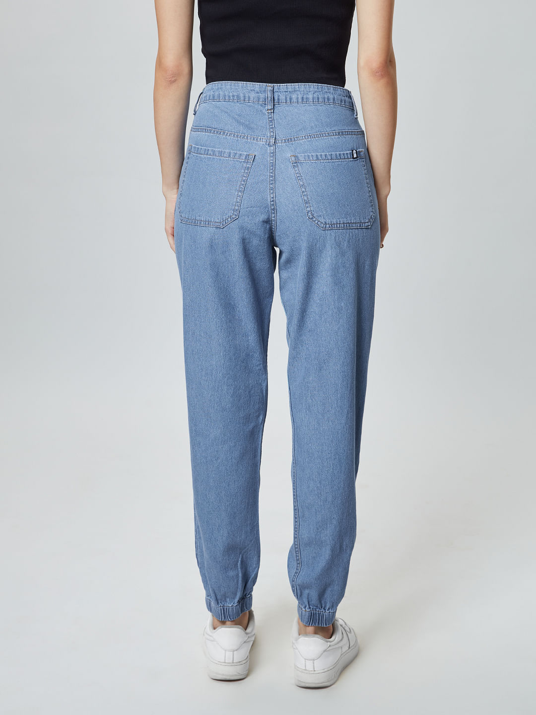 Buy Solids: Azure Blue Womens Denim Jogger Online