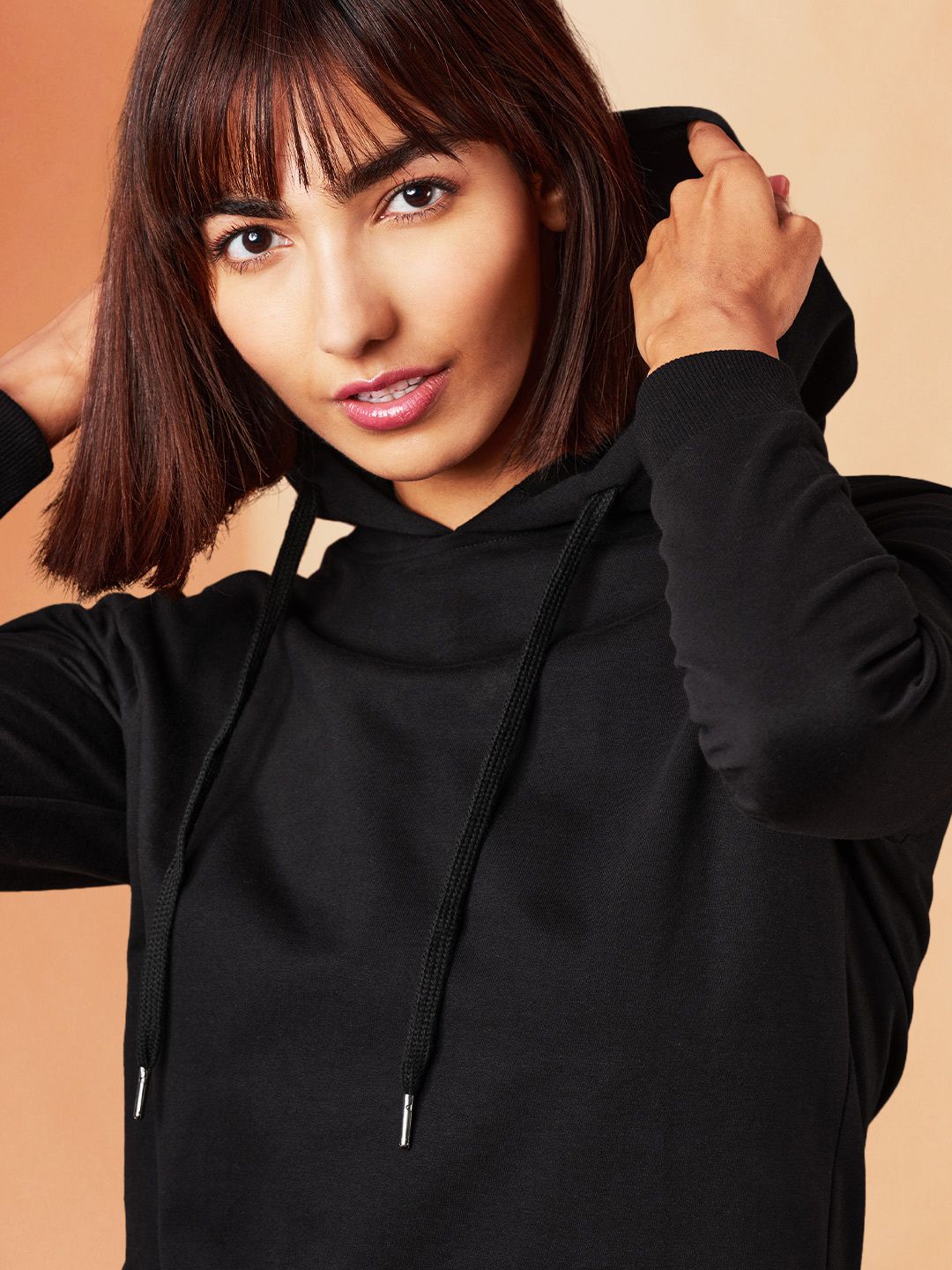 Solids: Black Women Hooded Dresses online