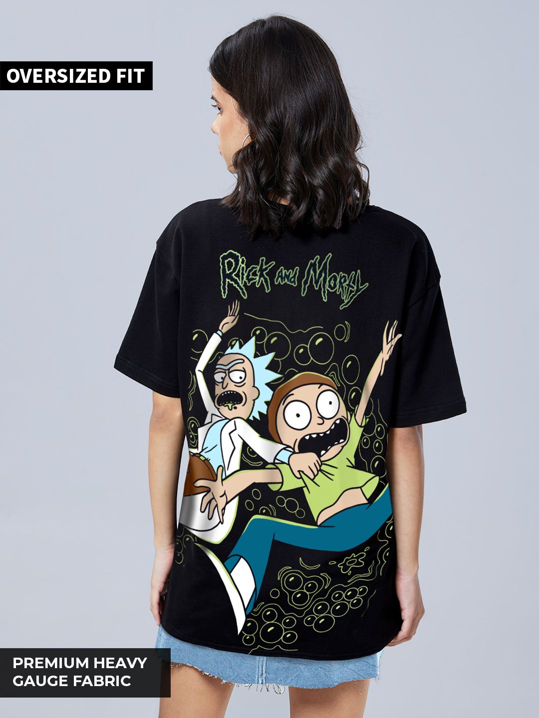 T-Shirt Donna Rick And Morty 'Vintage Floyd Characters' - Grigio Sfumato, Taglia S - Maglia Ufficiale Girocollo