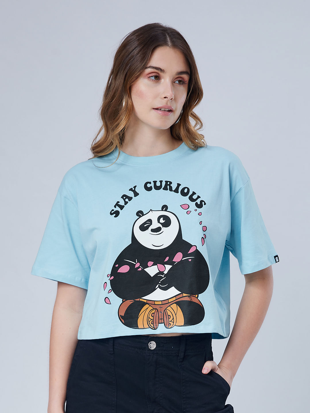 Buy Stay Curious Women Oversized Cropped T-Shirts