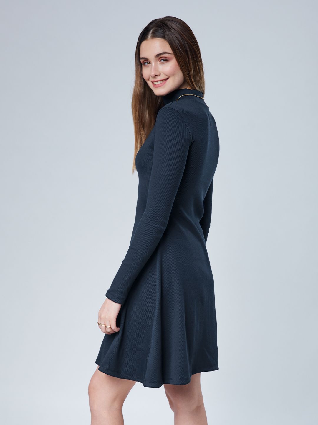 Buy Solids Navy Womens Skater Dress Online