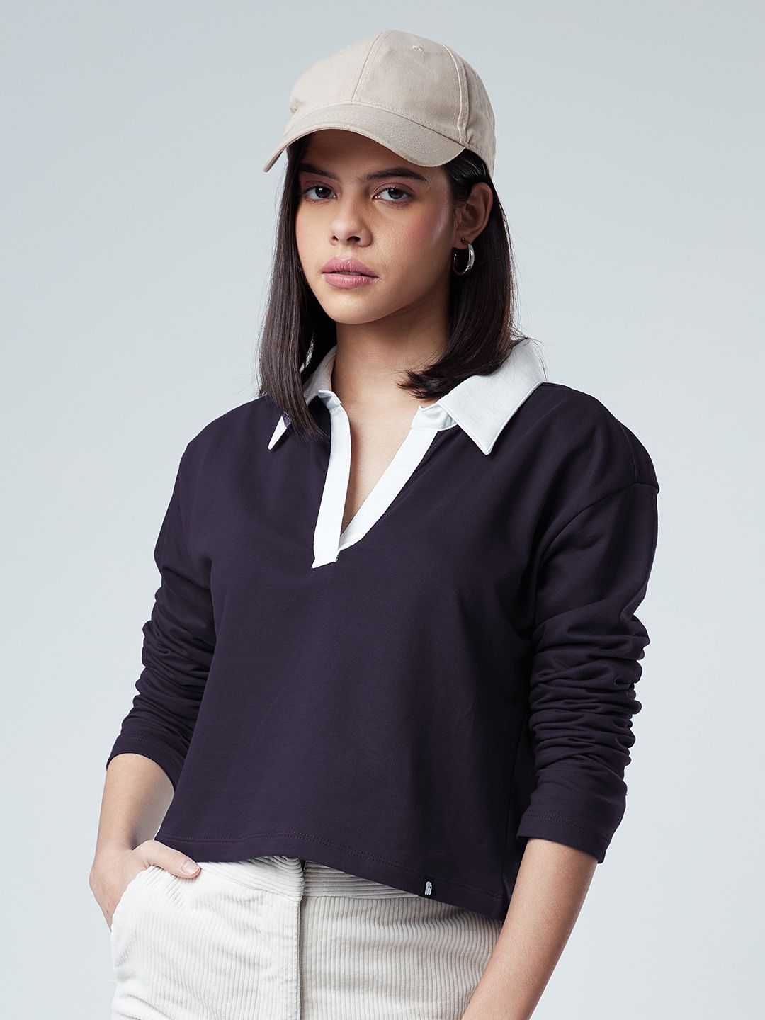 Buy Solids Berry Women Cropped Rugby Polo online at The Souled Store