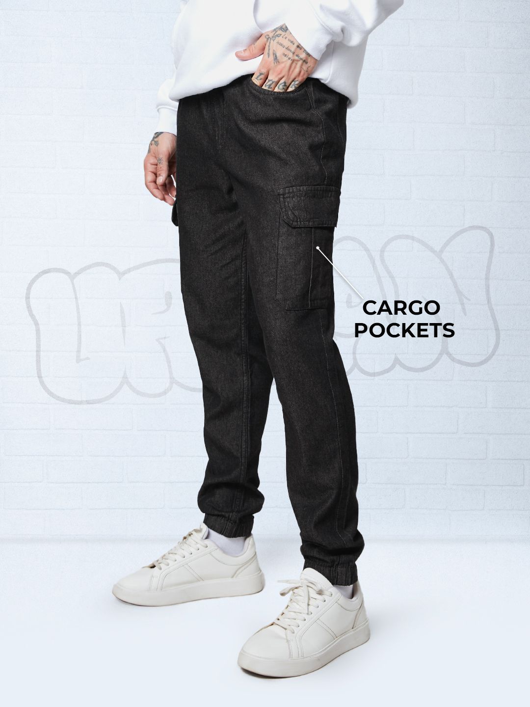 Buy Solids Cargo Black Men Cargo Joggers Online
