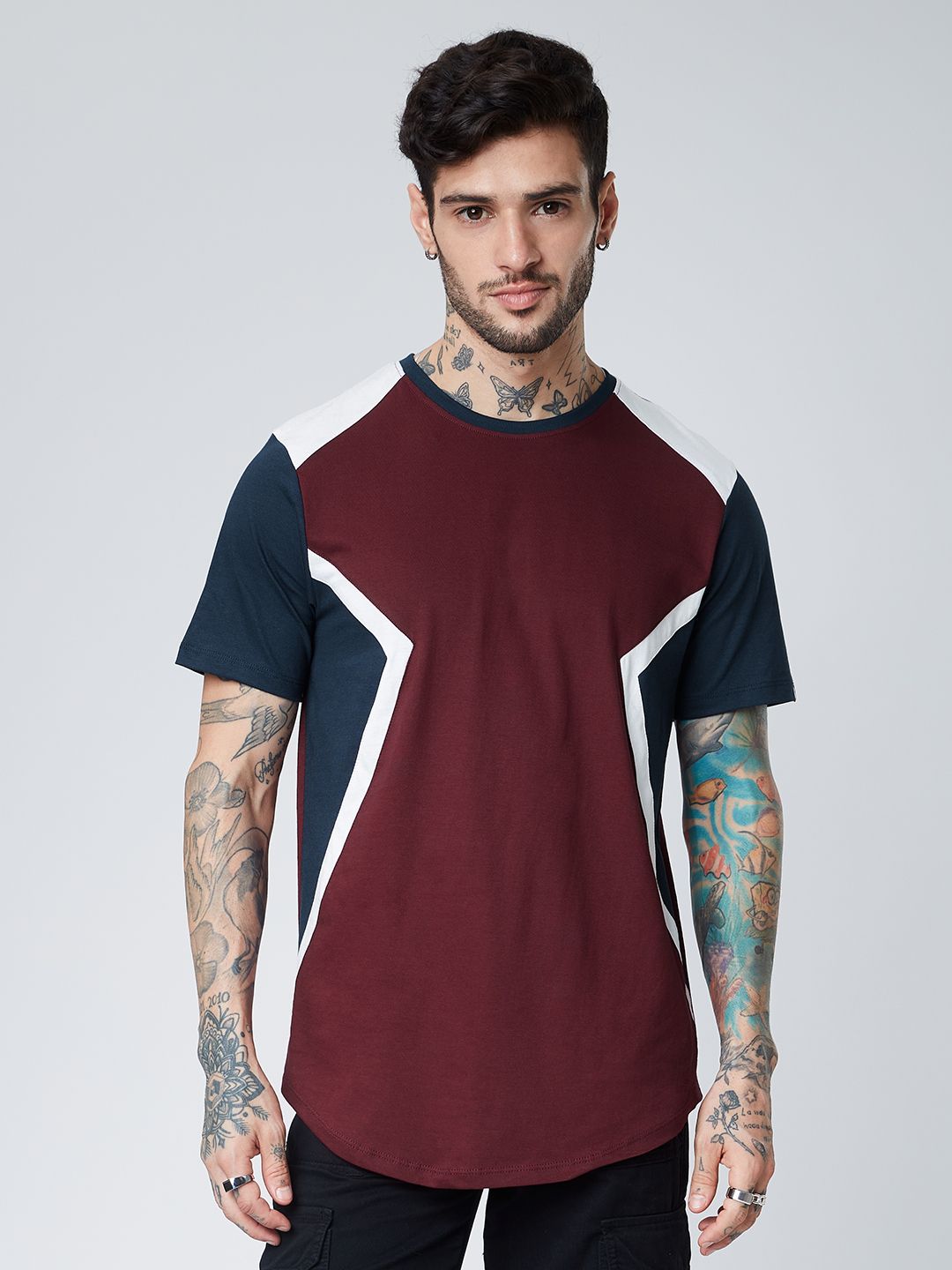 Buy Solids Burgundy, Navy & White Drop Cut Online.