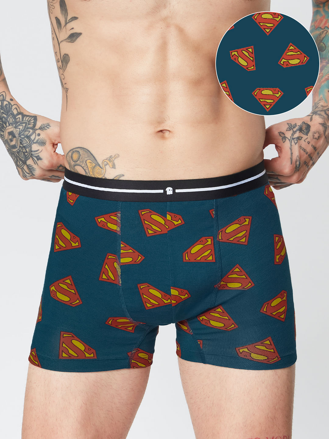 The Souled Store|Official Johnny Bravo: Hunk Mens and Boys Briefs | Regular  fit Graphic Printed| 95% Micromodal and 5% Lycra Dark Green Men Briefs