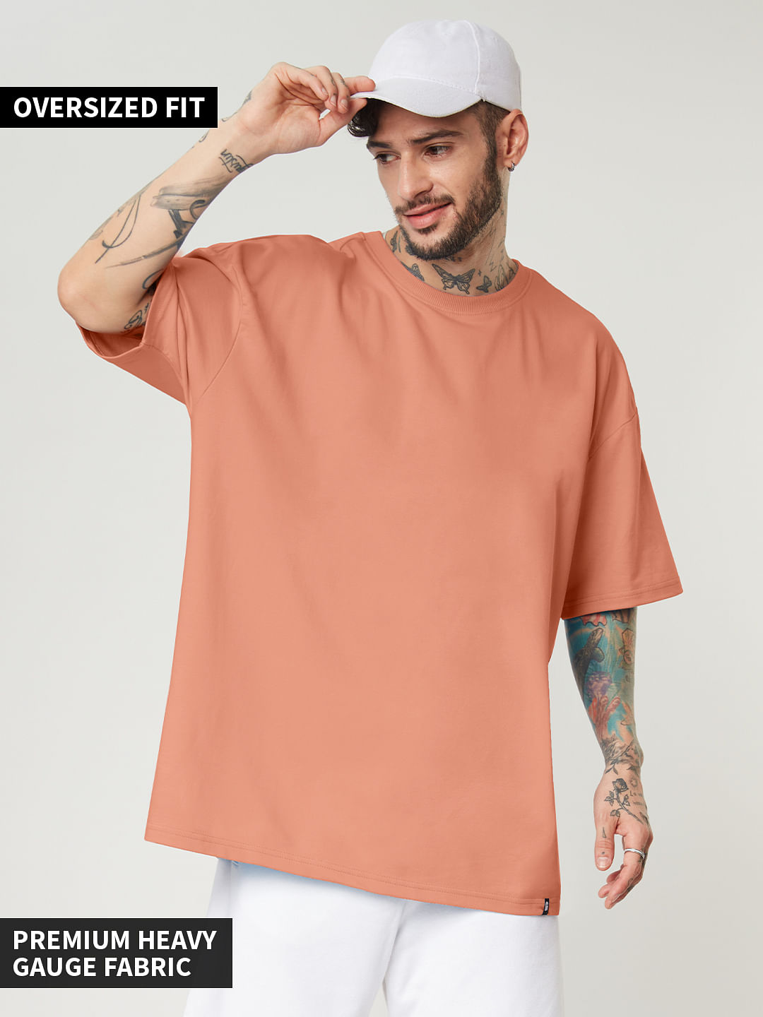 Buy Solids: Peach Pink Oversized T-Shirts Online