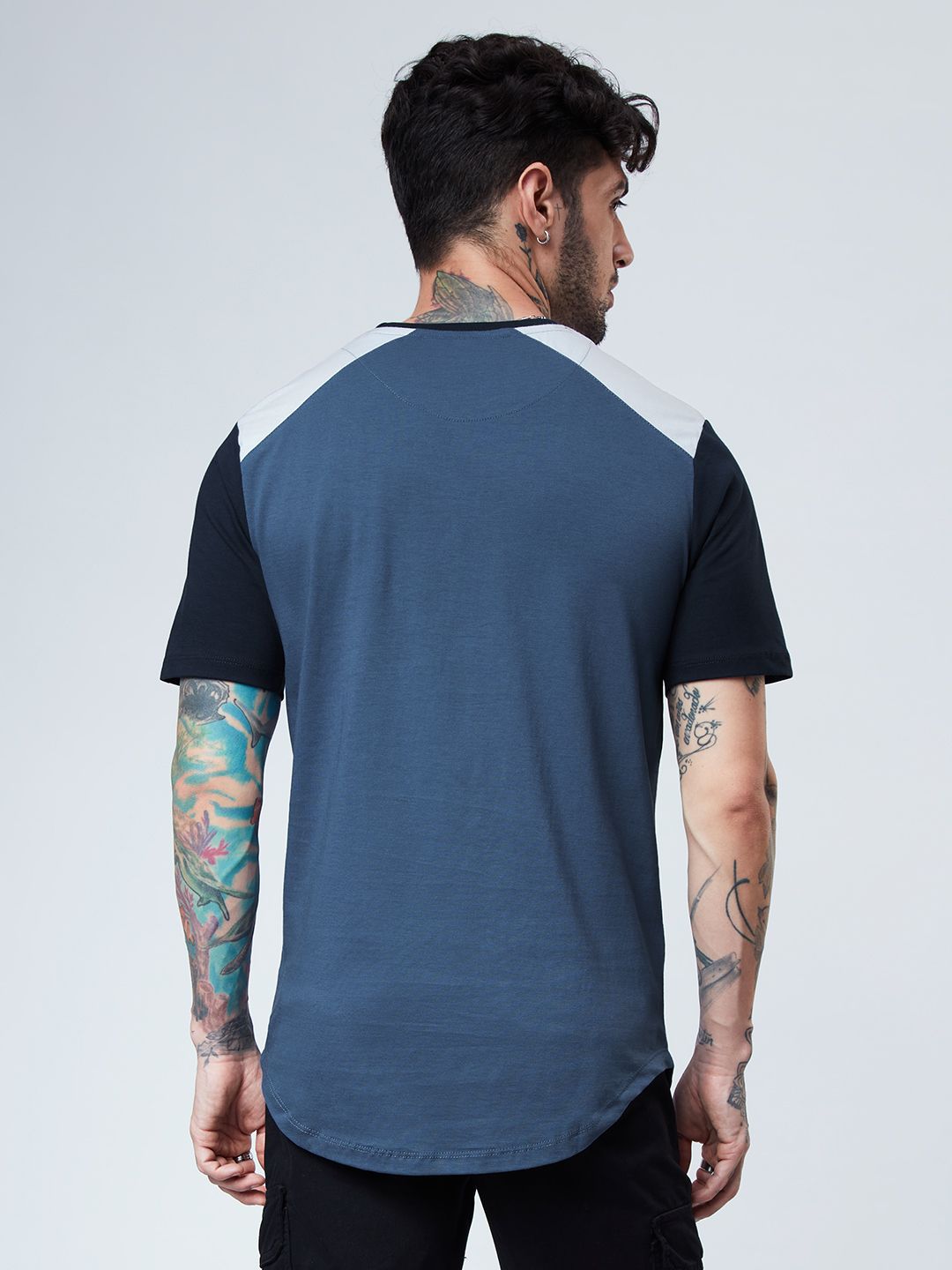 Buy Solids Denim Blue & Navy Drop Cut Online.