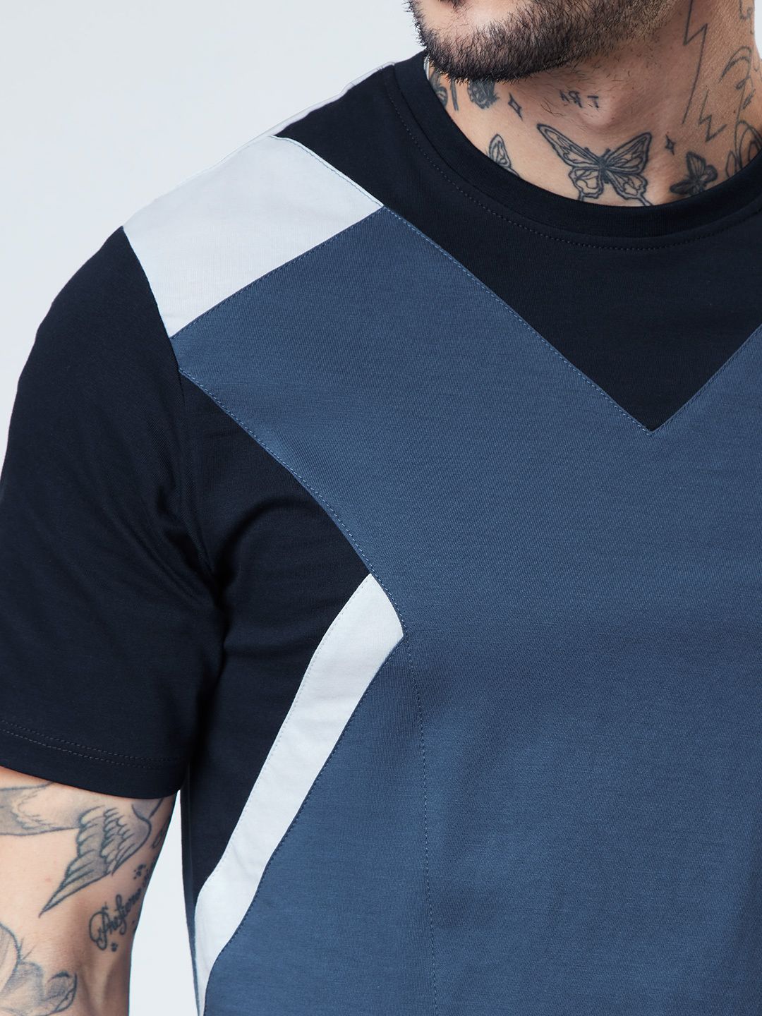 Buy Solids Denim Blue & Navy Drop Cut Online.