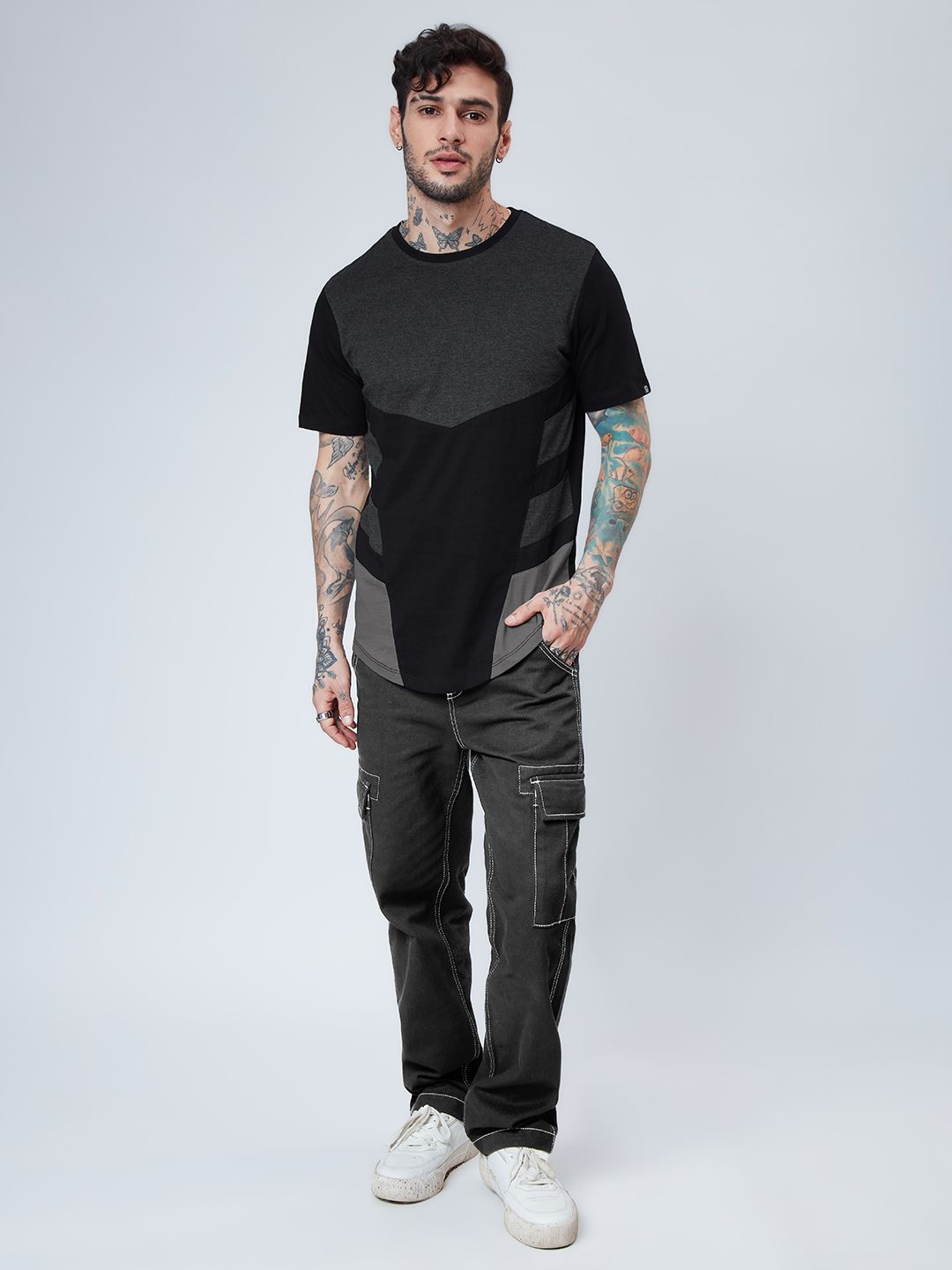 Buy Solids Black & Grey Drop Cut Online.