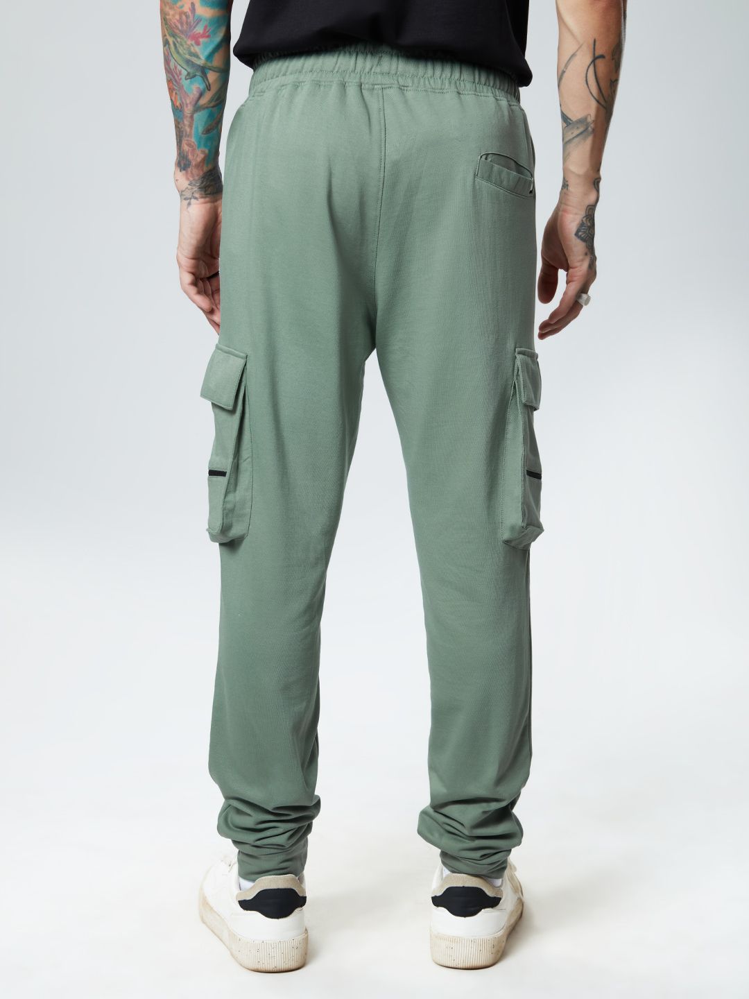 Buy Solids Sage Green Men Cargo Joggers Online