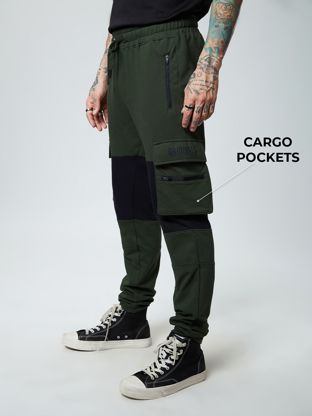 Buy Tss Originals Olive And Black Joggers Online