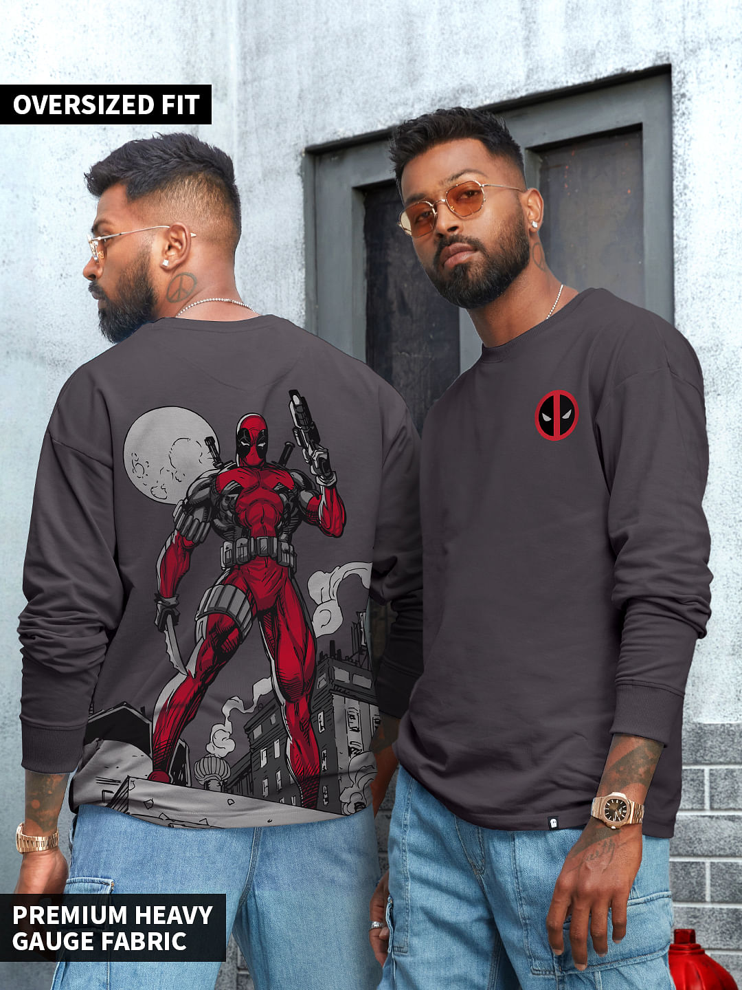 Buy Deadpool: Sarcastic Steel Oversized Full Sleeve T-shirts