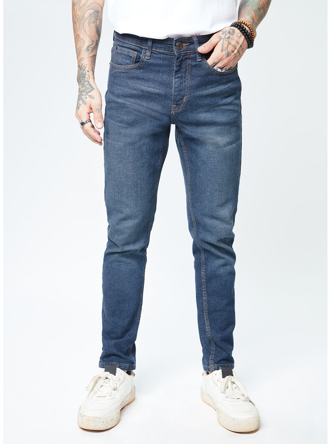 Buy Solids: Dark Blue (Slim Fit) Men Jeans Online