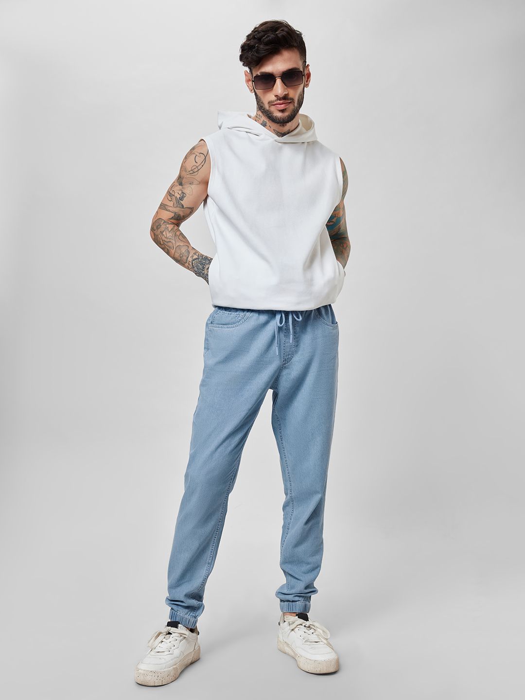 Solids: Azure Blue Denim Joggers online