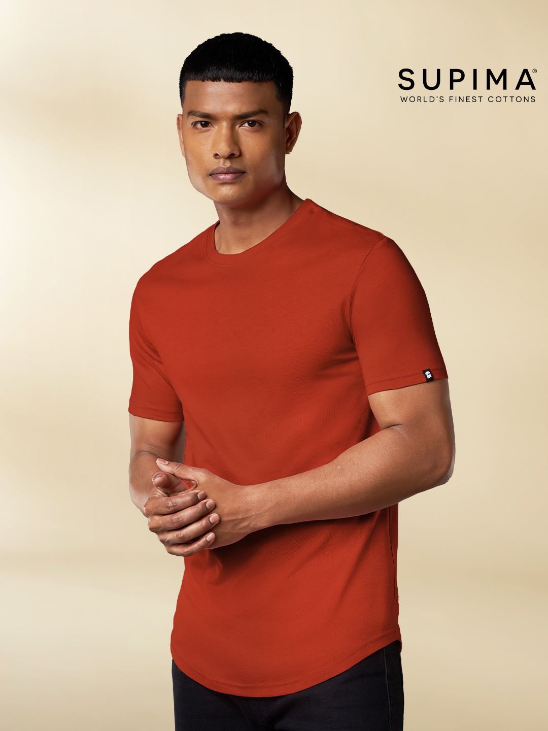 Supima: Burnt Sienna Supima Drop Cut T-Shirts Online