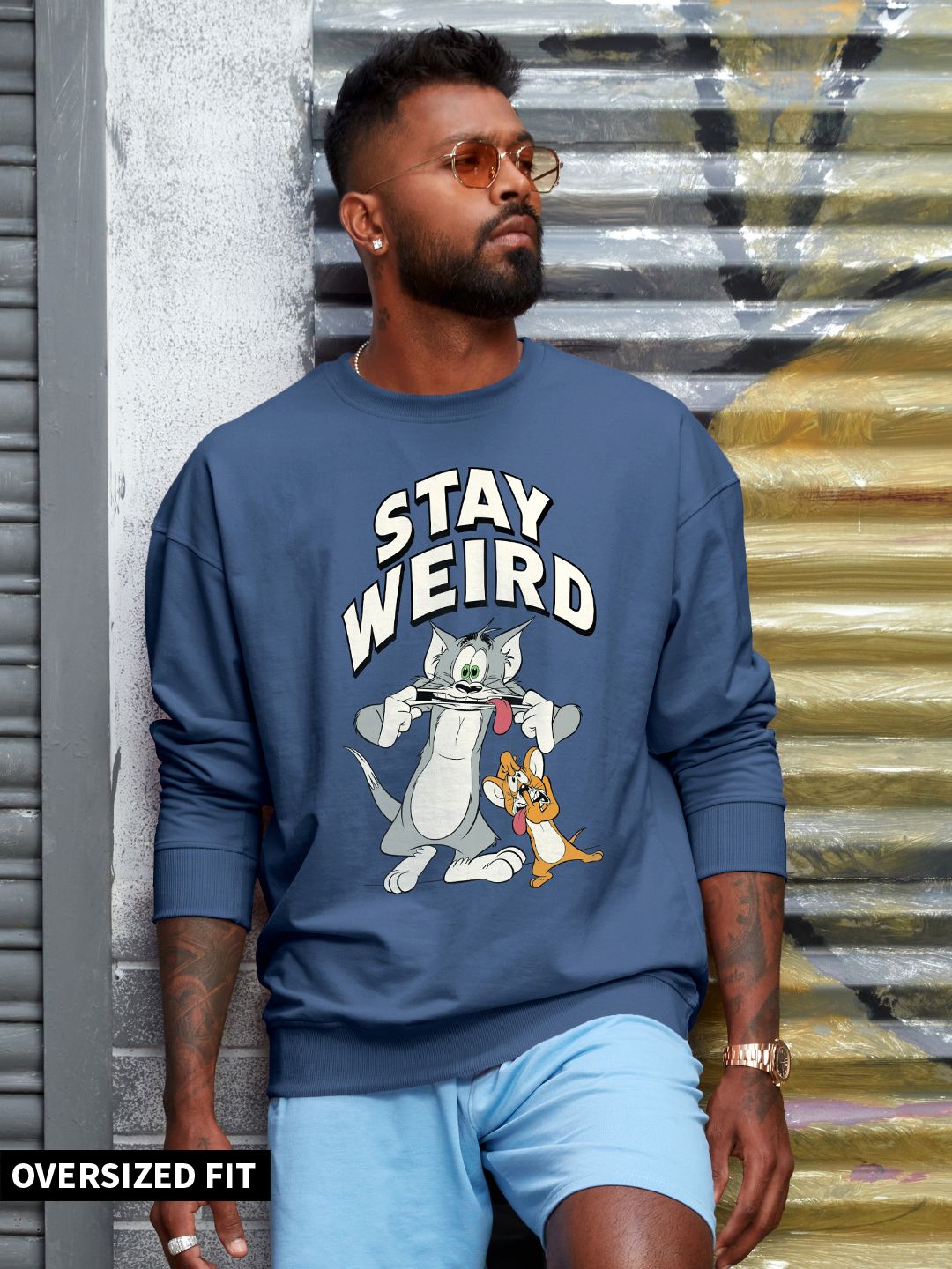 Buy Official Tom And Jerry: Stay Weird Men Oversized Sweatshirts Online.