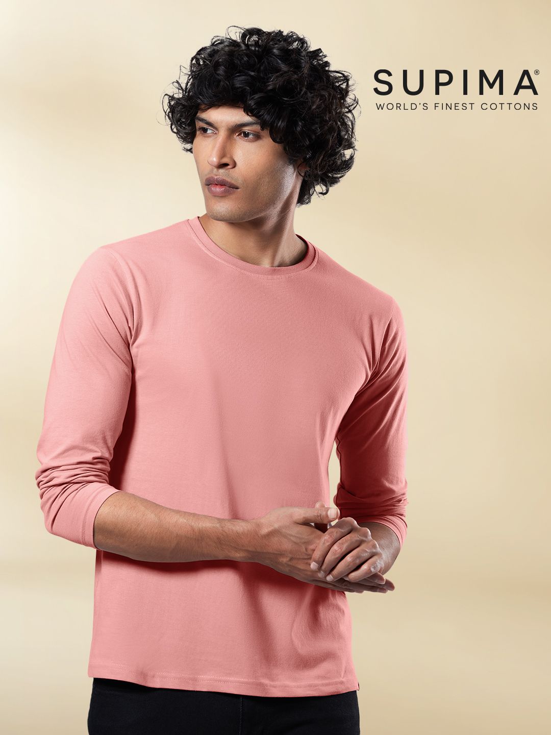 Buy Supima Cotton Full Sleeve Solids Salmon TShirt Online