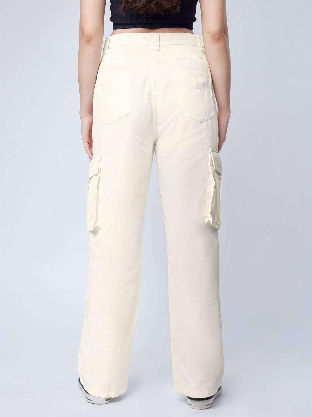 Buy Solids: White Womens Cargo Pants Online.