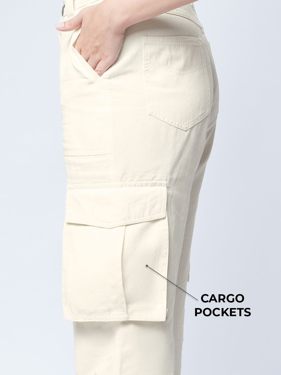 Buy Solids: White Womens Cargo Pants Online.