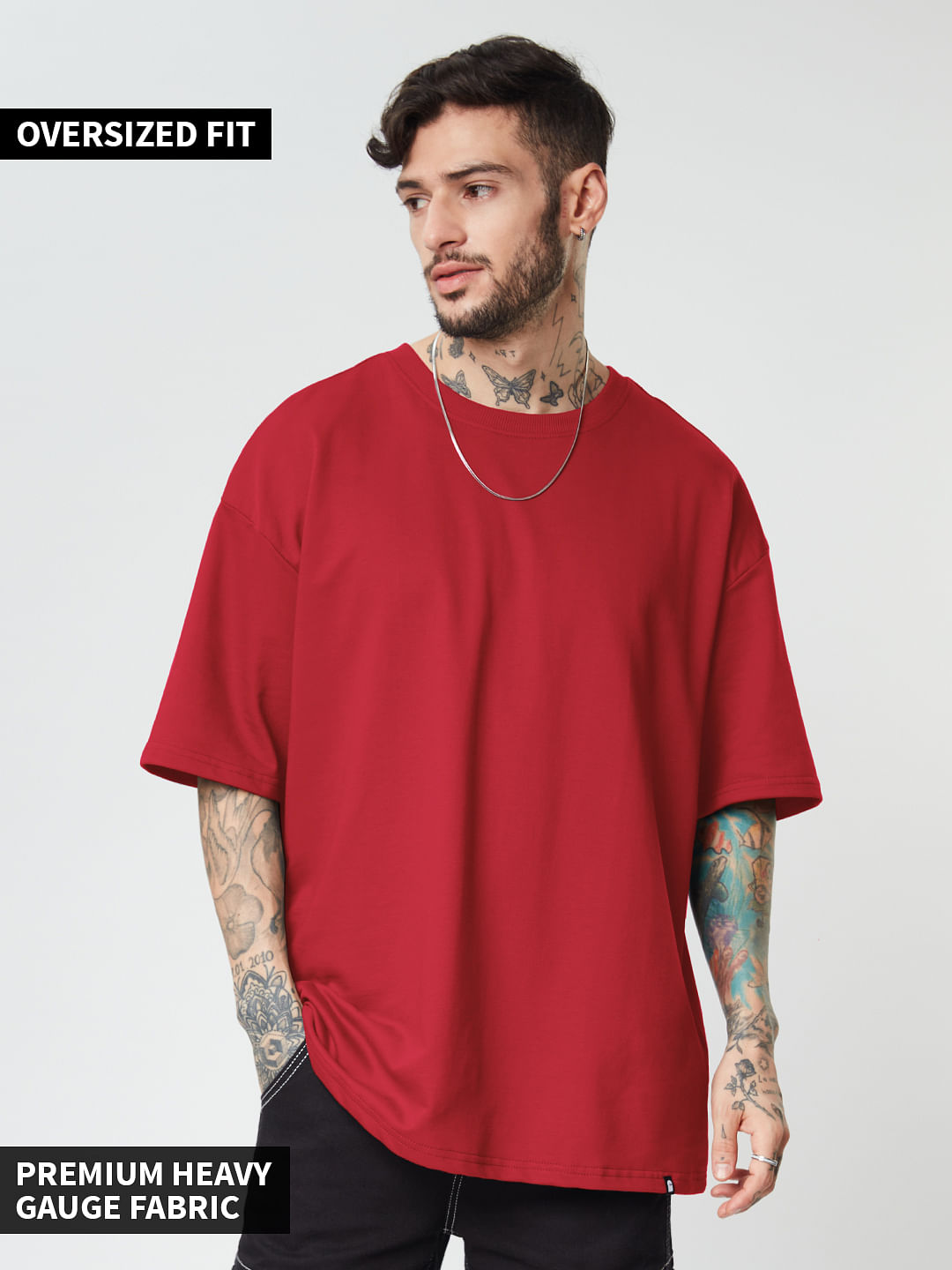Buy Solids: Classic Red Oversized T-Shirts Online