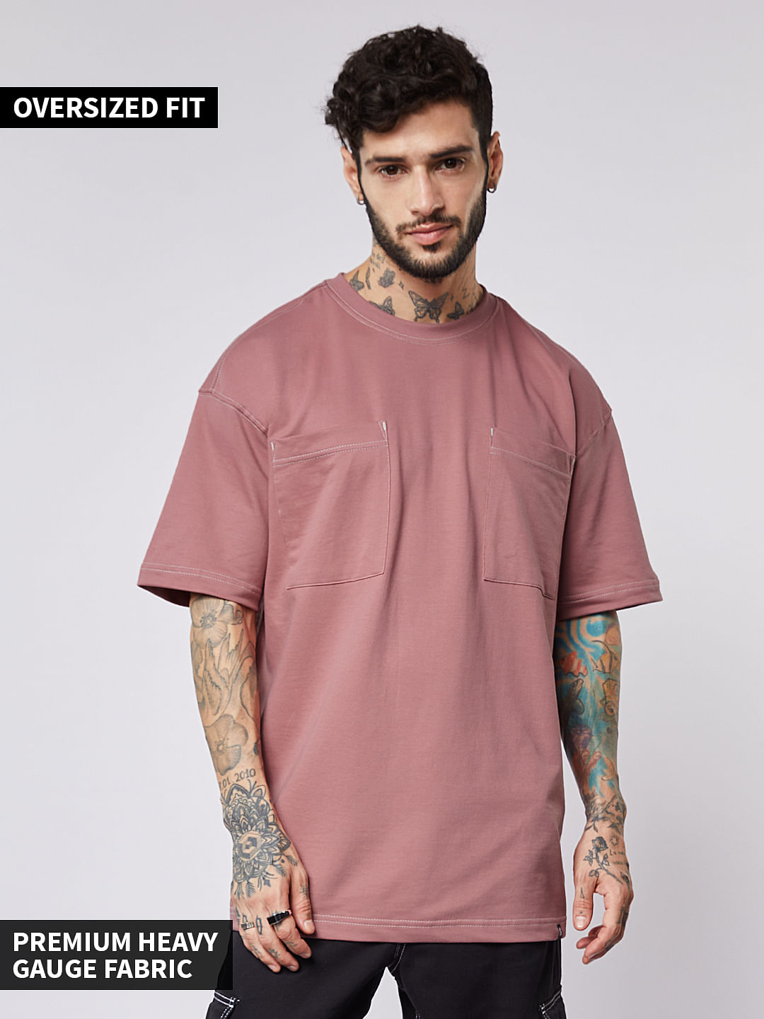 Buy Solids: Dusty Rose Oversized T-Shirts Online