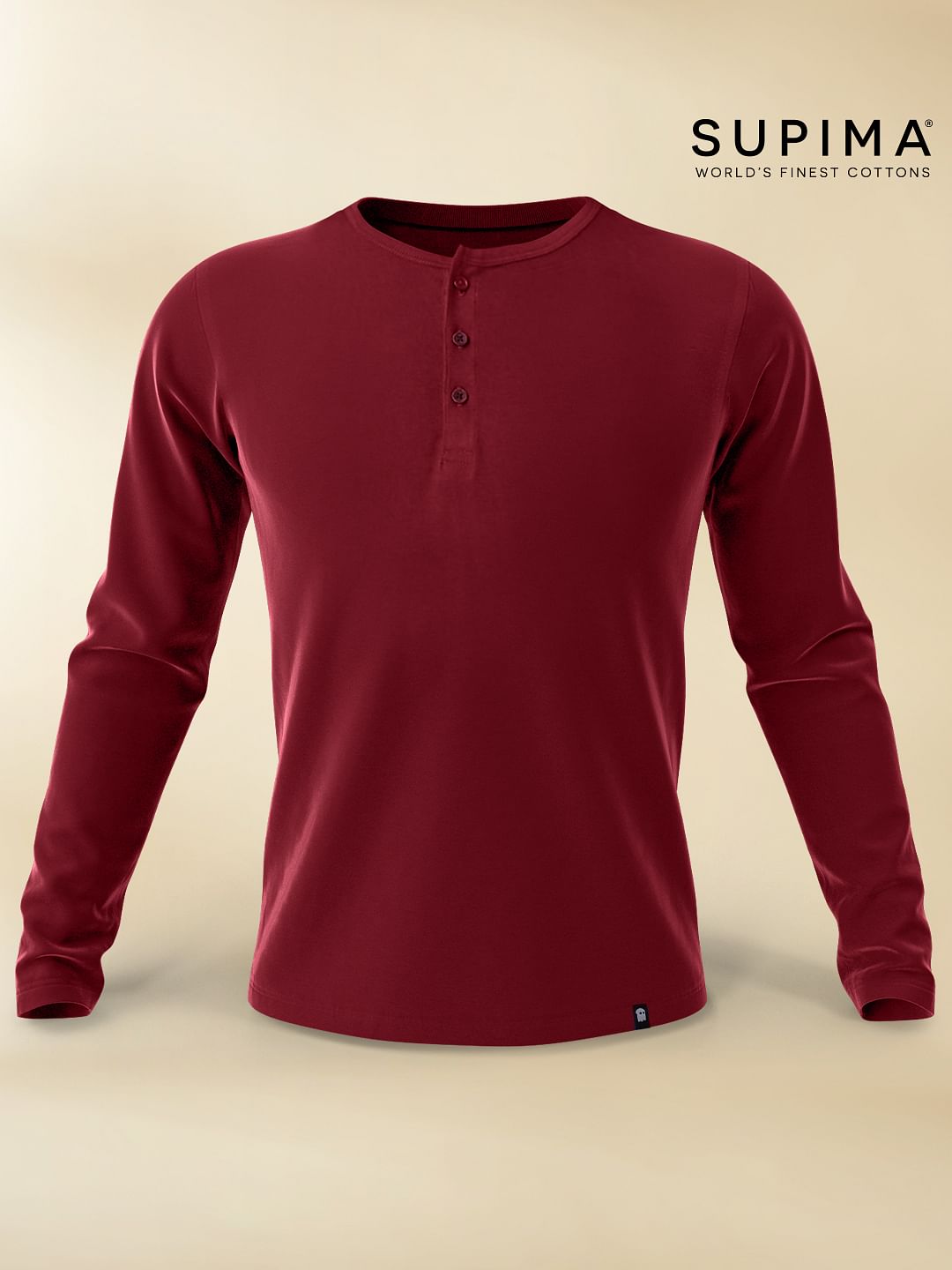 Buy Supima Cotton Henley Burgundy Henley T shirts online at The Souled Store