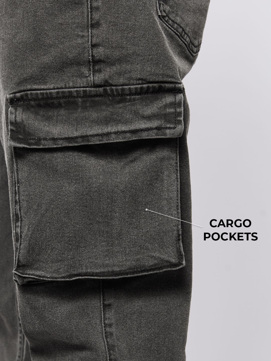 Buy Solids: Ash Grey (Straight Fit) Cargo Pants Online