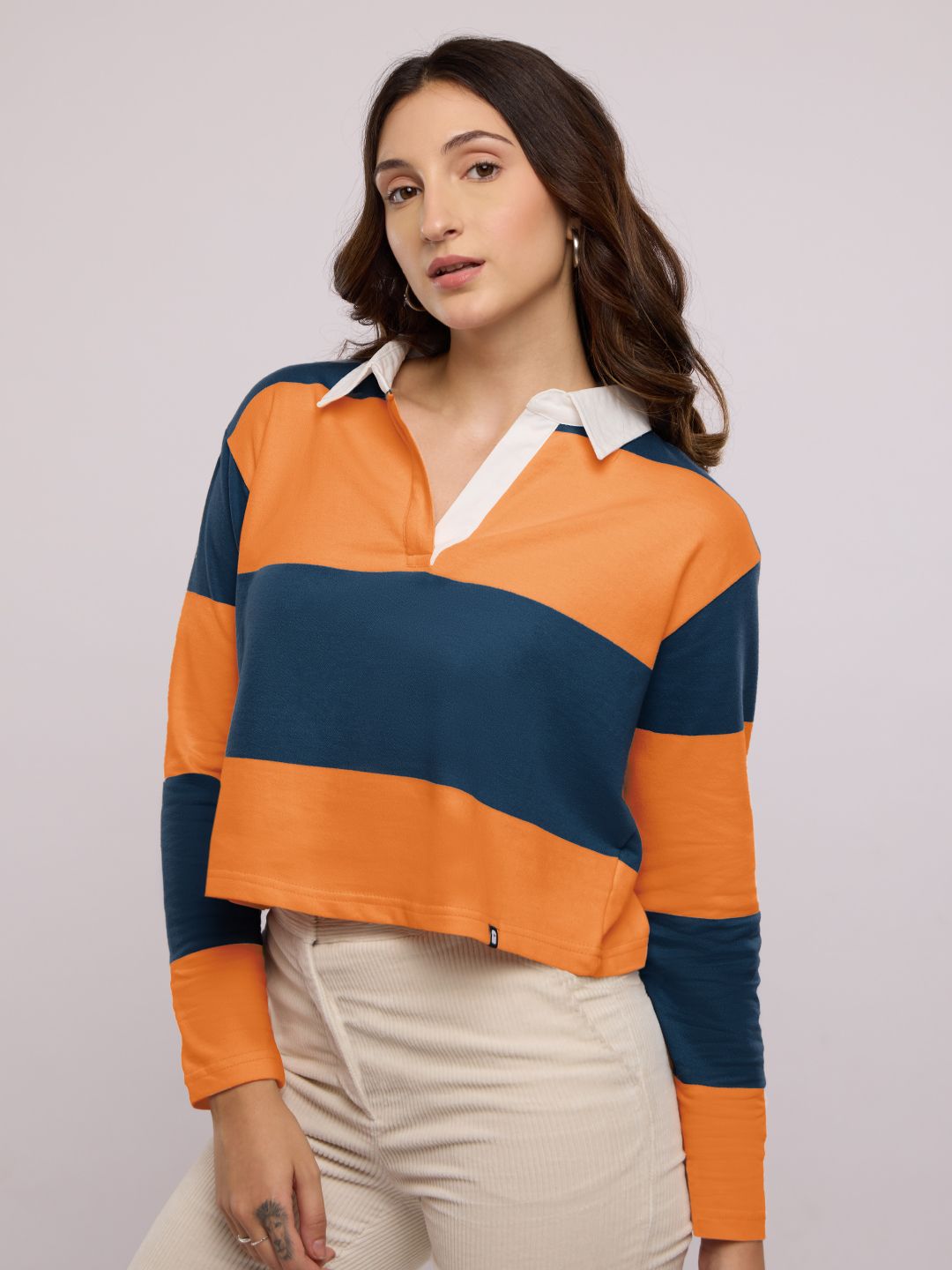 Buy TSS Originals Autumn (Stripes) Women Cropped Rugby Polo online at