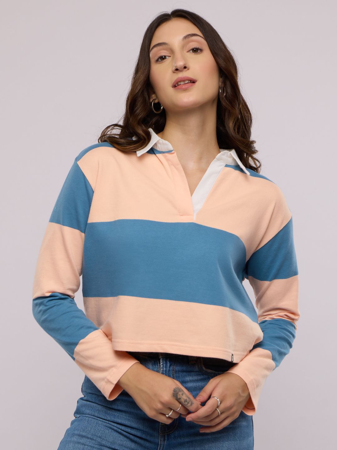 Buy TSS Originals Dawn (Stripes) Women Cropped Rugby Polo online at